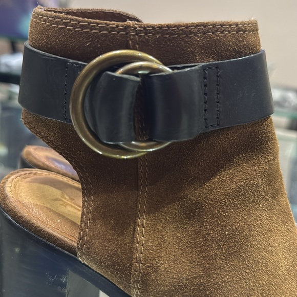 Frye Danica Harness Suede Peep Toe Booties - Picture 3 of 7